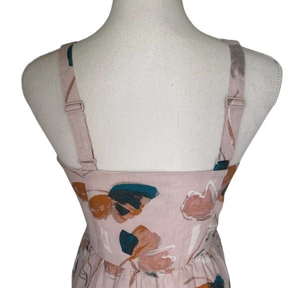Rachel Zoe Linen Floral Midi Dress Pink Multicolor Size 8 - Picture 4 of 8